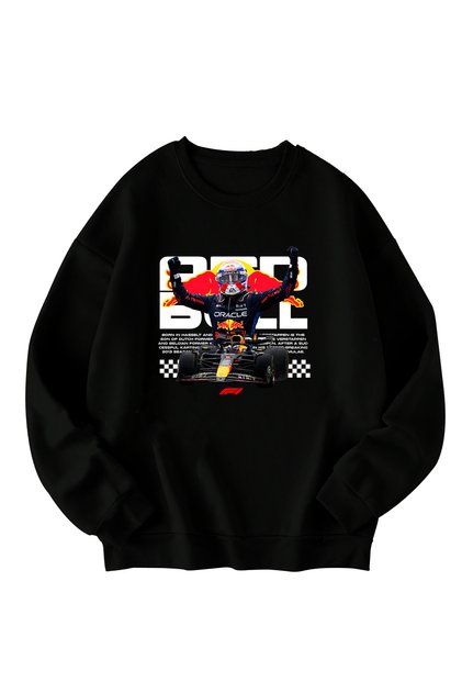 Super Max Verstappen Formula Printed Black Oversize Sweatshirt Unisex 100% Cotton