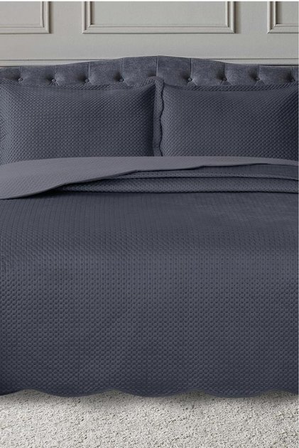 Silvia Double Luxury Velvet Bedspread Anthracite