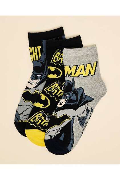 3 Pack Batman Print Ankle Socks