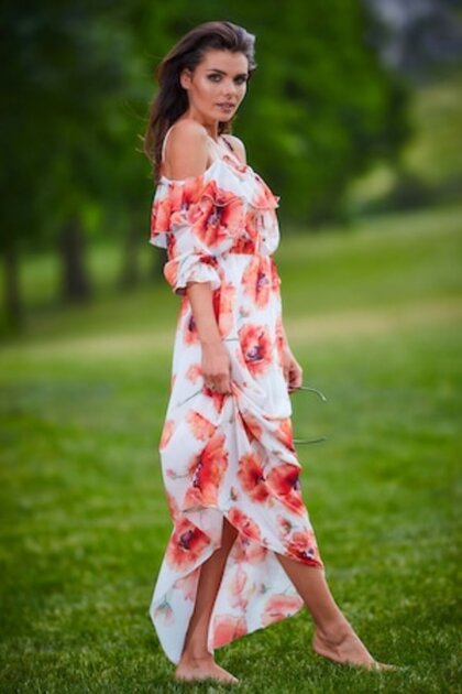 - Rochie florala de dama, Igraidine, alba, M