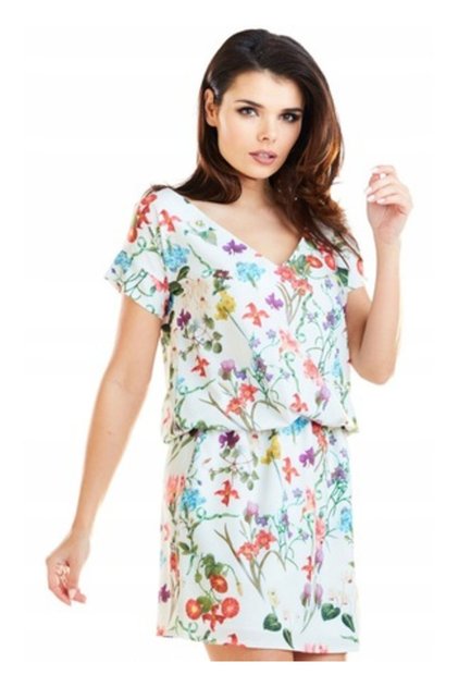 - Rochie de damă, poliester, ecru, model floral, A264