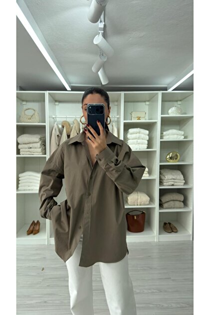 ASTRE OVERSIZE POPLİN GÖMLEK - HAKİ
