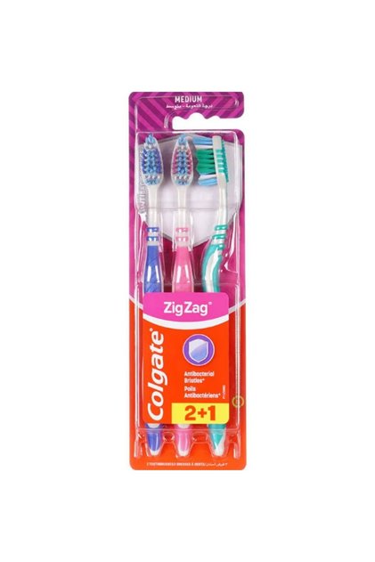 Periuță de dinți Zig Zag Medium – Set 3 bucăți, curățare eficientă