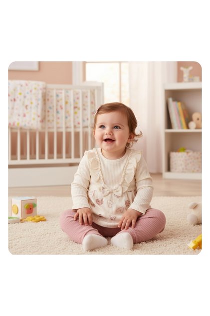 Heart Patterned 2-Piece Baby Set 3-6-9-12 Months