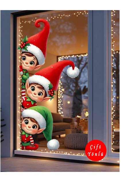 Transparent Double-Sided, Cute Elves, Glass, Wall Sticker, Elves 50 X 103 cm