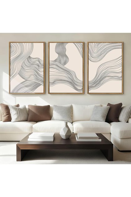 Elegant Abstract Painting Framed Canvas Wall Art Decor Outer Frame