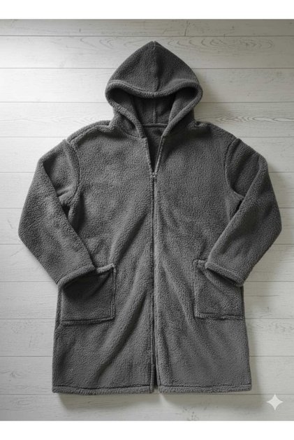 Wellsoft Zippered Hooded Long Fleece Cardigan Unisex Oversized (Suitable for Home and Outerwear)