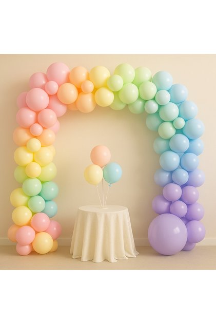 Macaron Balloon Set 120 Pieces (Pink-Yellow-Green-Salmon-Blue-Lilac)