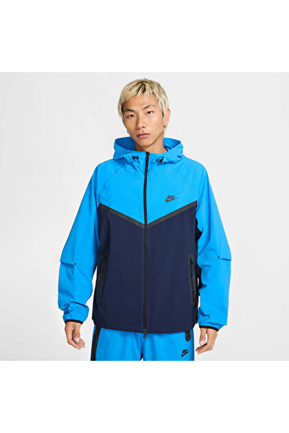 Nike Tech Men's Woven Full Zip Windproof Blue Sport Jacket Hv6514