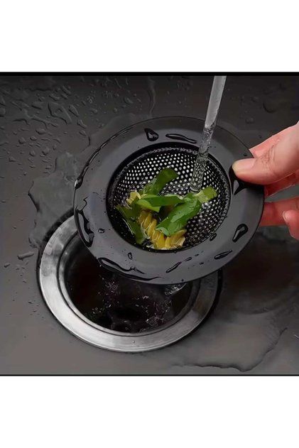 Matte Black Stainless Steel Kitchen Sink Strainer 11.5 cm - Wide Brimmed Sink Garbage Catcher Filter