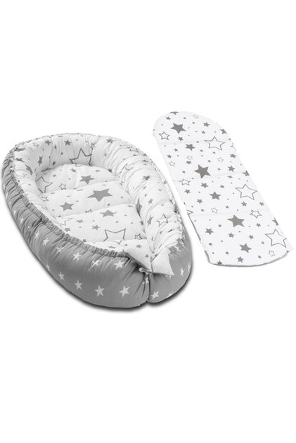 Cosulet dormit bebelusi Baby Nest + salteluta impermeabila detasabila Galaxy Grey