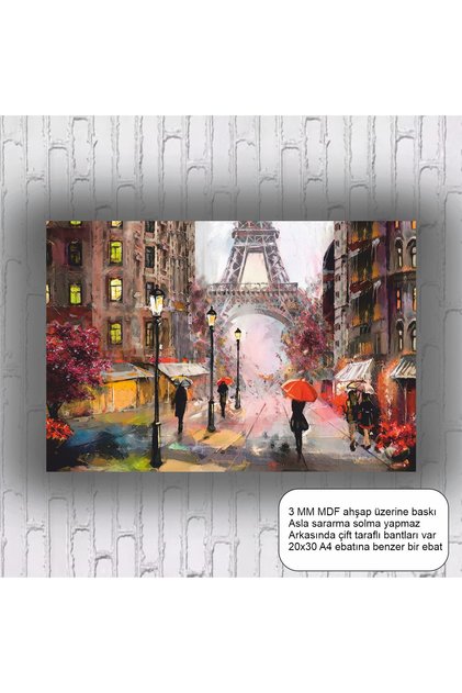 France Paris Eiffel Tower Oil Painting Aesthetic Artistic Mdf Painting Wood Poster