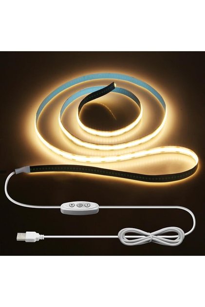 USB COB LED Strip 1M Warm White 3000K 5V Dimmable 320 LEDs/m