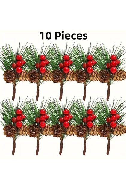 New Year's Gift Package Decoration Mini Pine Cone Garland 10 Pieces