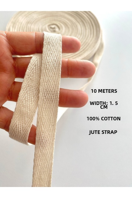 10 Meters Width 1.5 cm Ecru Color 100% Cotton Narrow Webbing-Sewing Concealer-Multi-Purpose Ribbon-Herringbone Bias Tape