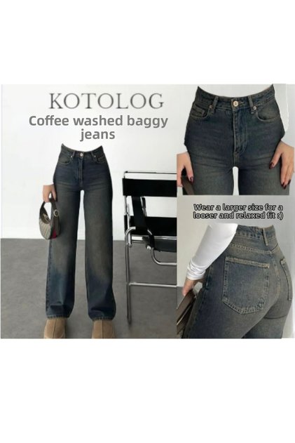 Coffee Wash Kotolog Wear Baggy Jean Pants