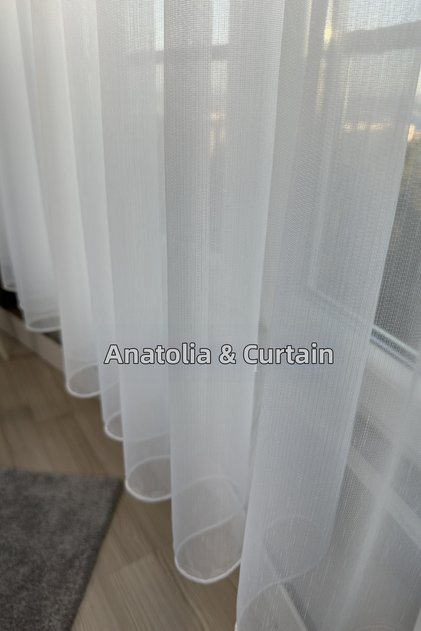 Bamboo Ecru Tulle Curtain | Heavy Weight | 1/3 Frequently Pleated | Elegant Model Suitable for Every Room