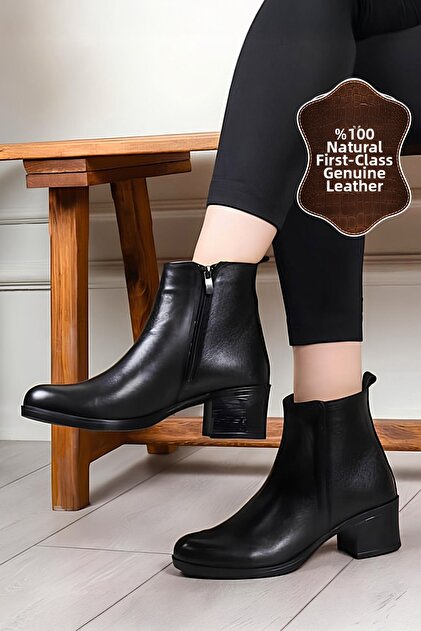 Genuine Leather Women's Daily Boots Zippered Orthopedic Women's Leather Boots