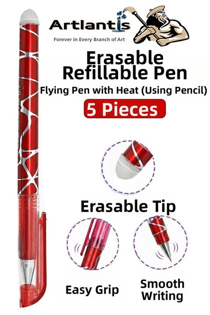 Red Erasable Ballpoint Pen 5 Pieces Bia Erasable Gel Pilot Pen with Ink Easy to Erase