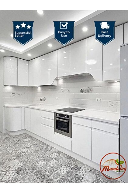 Mandalin Cabinet Covering Foil Glossy White 52cmx6mt Lacquer Look Self-Adhesive