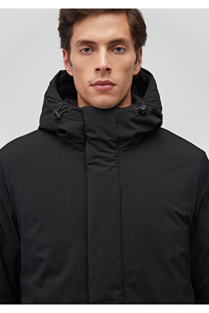 Mavi Kapüşonlu Siyah Parka Loose Fit / Bol Rahat Kesim 0110443-900