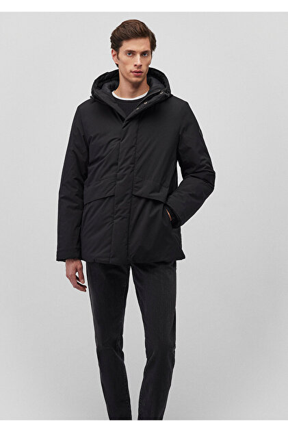 Mavi Kapüşonlu Siyah Parka Loose Fit / Bol Rahat Kesim 0110443-900