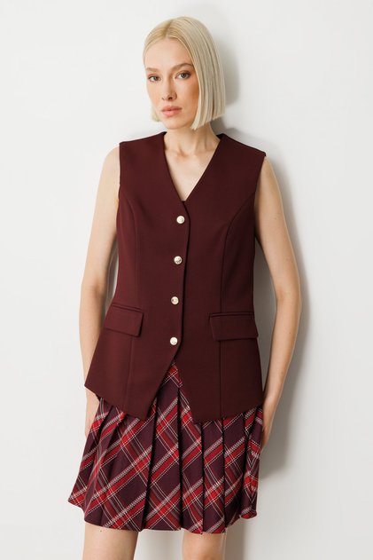 V-Neck Vest with Cover Pocket