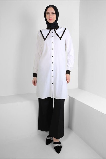COLLAR DETAILED SHIRT TUNIC 43817
