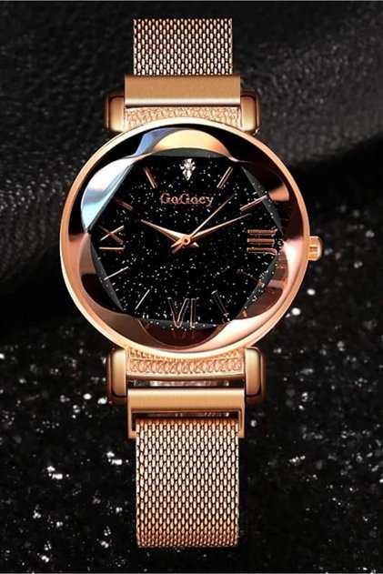 Women's Wristwatch Luxury Fashion Stylish Trend Set Clock Rose Gold Mesh