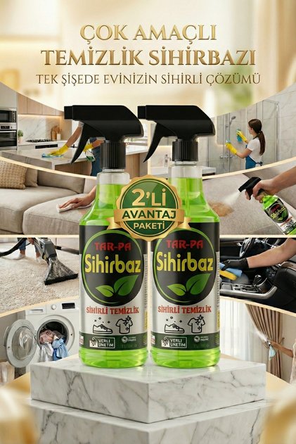 Sihirbaz Çok Amaçlı Temizlik Spreyi 1000ml X2 - Koltuk Mutfak Banyo Parke Araba Ayakkabı Temizleyici