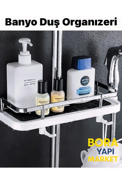 Beyaz Robot Sürgülü Duş Sabunluğu Organizer
