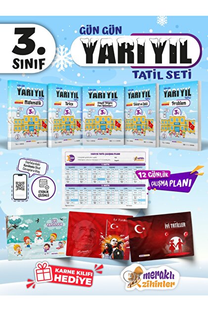 meraklı zihinler 3. Sınıf Gün Gün Yarıyıl Tatil Seti-(KARNE KILIFI