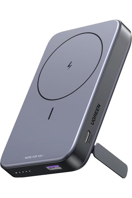 UGREEN Wireless Power Bank 10000mAh with Magnetic Stand, MagSafe Battery Pack for iPhone 12-16, Gray