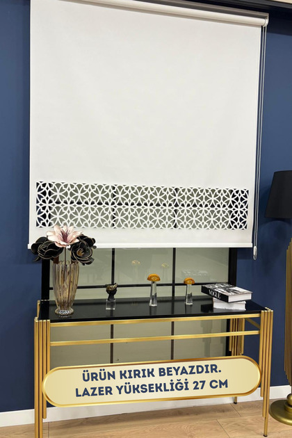 EYMENS HOME EYM315 Lazer Kesim Stor Perde Kırık Beyaz Renk