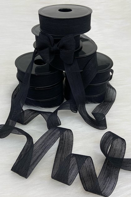 Black Linen Nopeli Ribbon 2.5 cm 20 Meters, Bohça Dowry Special Occasion Gift Decoration Ribbon