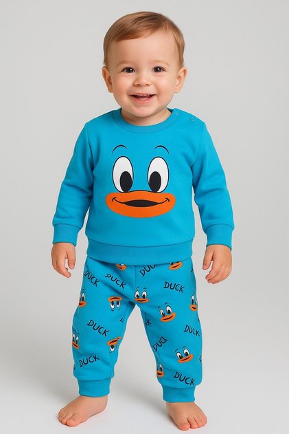 Baby Girl/Boy Unisex Duck Patterned 2-Piece Set Sweatshirt and Bottoms 6-9-12-18 Months