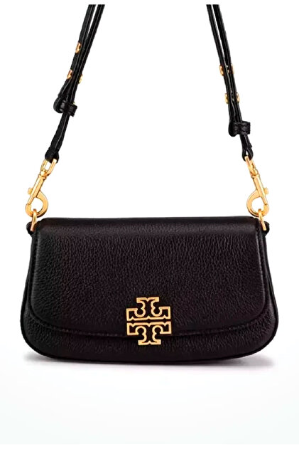 【タグ付き新品】Tory Burch  Britten Leather Tory Burch 138772 Britten Moose Brown With Gold Hardware Women's