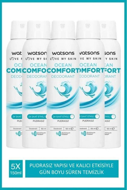 Ocean Comfort Deodorant Sprey Pudrasız 5x150ml