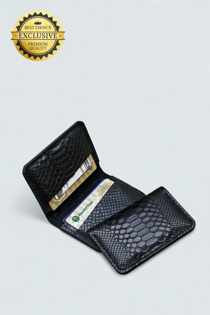 Real Leather Handmade Genuine Leather Wallet Card Holder Italian Stitching Exclusive Genuine Leather Snake Print
