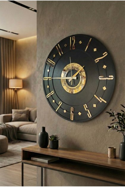 Ceas de perete decorativ din lemn, cu diferite modele, cadou pentru acasă, culoare neagră, auriu