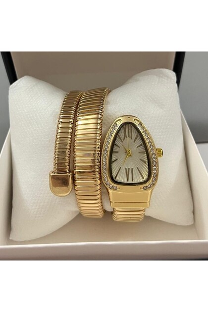 Stylish Design Spiral Cord Women's Watch, Gold Color Cord, Boxed