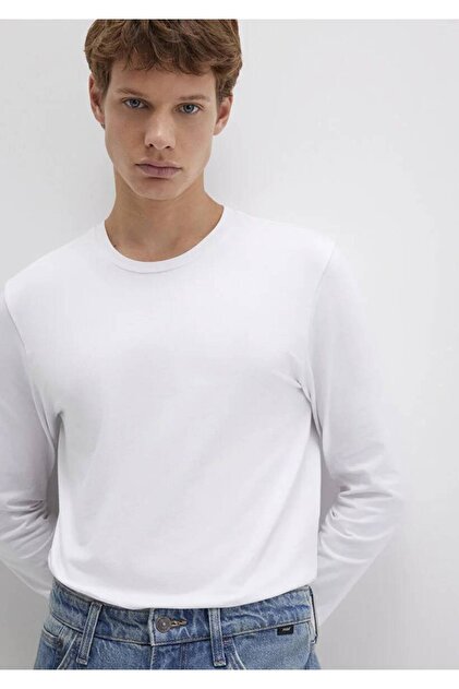 Mavi Erkek Uzun Kollu Beyaz Basic T-shirt 062477-23248 - Fiyatı