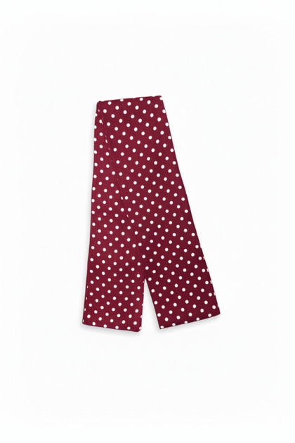 Burgundy White Polka Dot Patterned Viscose Scarf - 100X7 cm