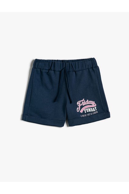 Printed Short Shorts Cotton Lace Waist