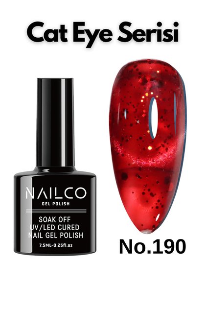 Uv Led Kalıcı Oje 7.5 ml Kedi Gözü Cat Eye Magnetik Seri Nailco 190