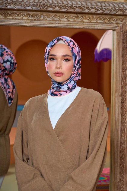 Marrakech Collection Soft Scarf Salmon Eggplant Purple 1200-13