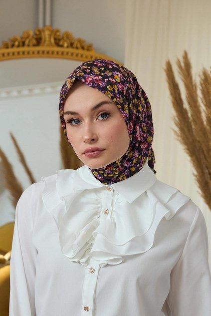 مجموعة Summer Sparkle Collection وشاح ناعم باللون الأسود والبرتقالي 1191-07
