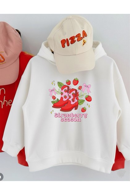 Oversized Girls' Sweatshirt – Strawberry Season Printed