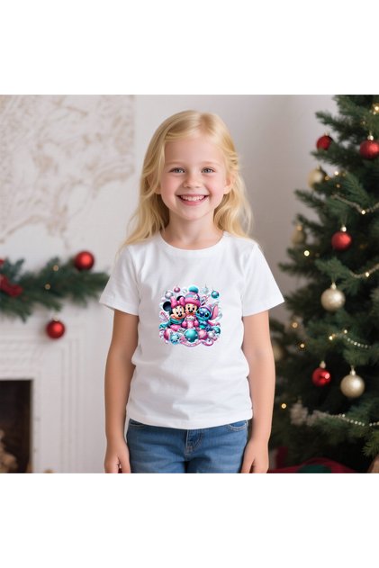 Παιδικό μπλουζάκι Mickey, Minnie και Stitch Christmas