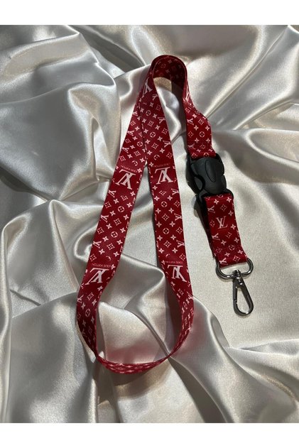 Red with White Pattern Neck Strap Lanyard, Matching Mirror Strap Lanyard, Keychain Lanyard Moto Accessory